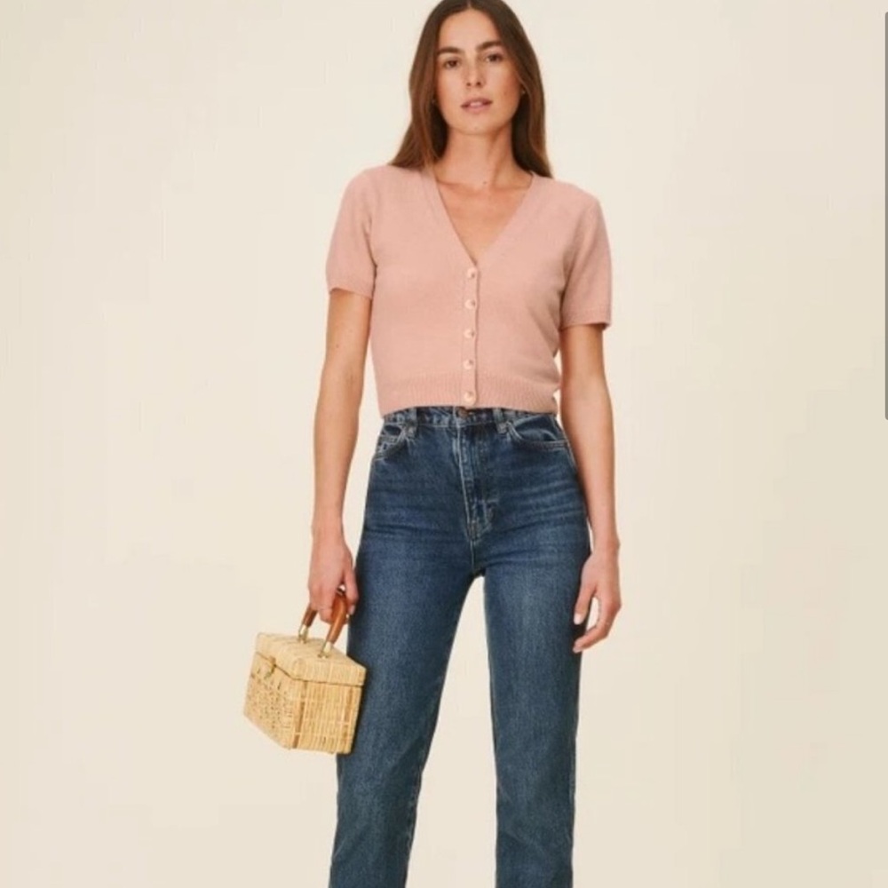 Reformation Cashmere V-Neck Short Sleeve Cardigan - Picture 3 of 6